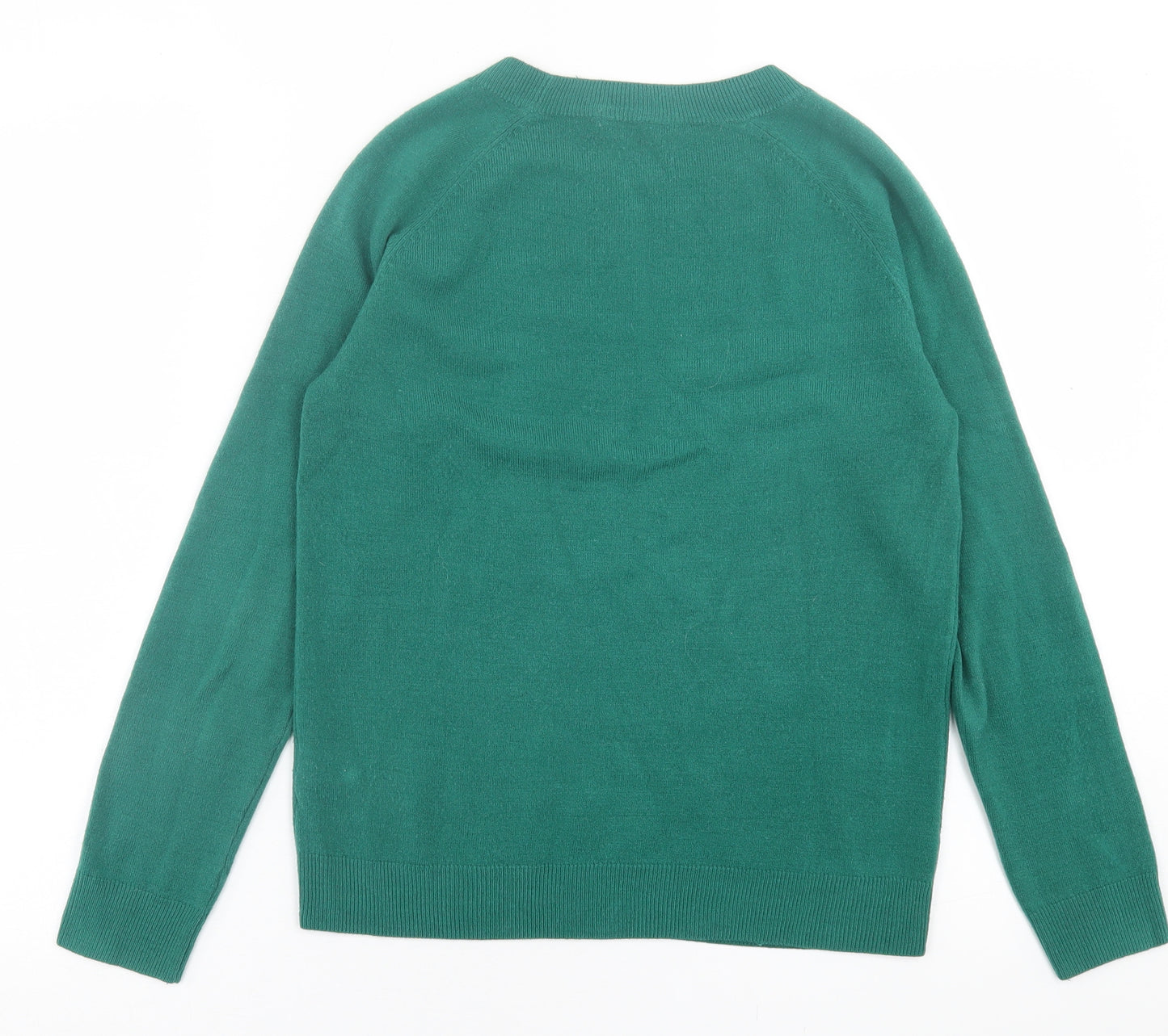 TU Womens Green Crew Neck  Acrylic Pullover Jumper Size 8
