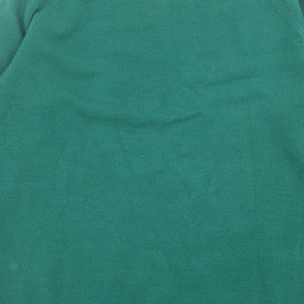 TU Womens Green Crew Neck  Acrylic Pullover Jumper Size 8