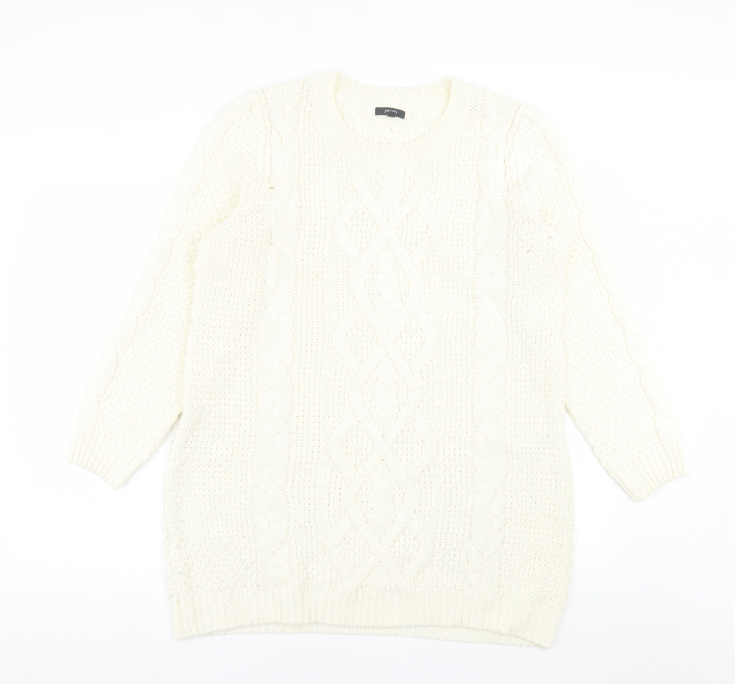 Papaya Womens White  Acrylic Jumper Dress  Size 14  Crew Neck Pullover