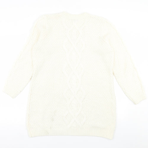 Papaya Womens White  Acrylic Jumper Dress  Size 14  Crew Neck Pullover