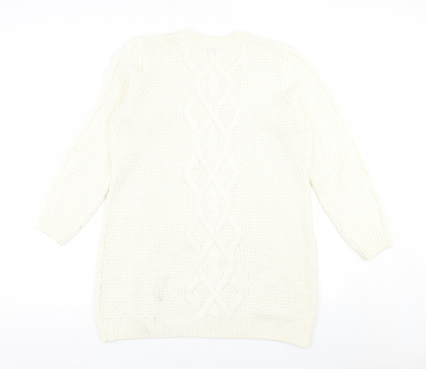 Papaya Womens White  Acrylic Jumper Dress  Size 14  Crew Neck Pullover