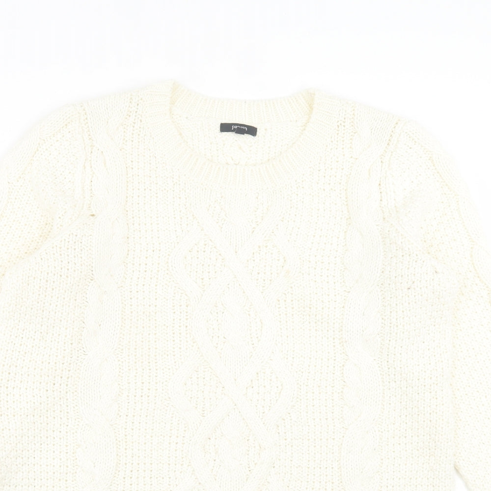 Papaya Womens White  Acrylic Jumper Dress  Size 14  Crew Neck Pullover