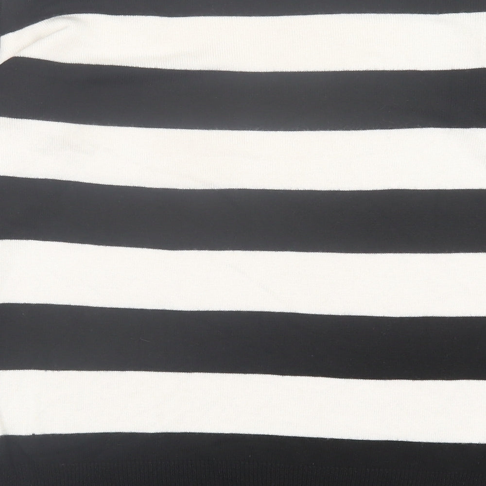 Atmosphere Womens White Crew Neck Striped Acrylic Pullover Jumper Size 8