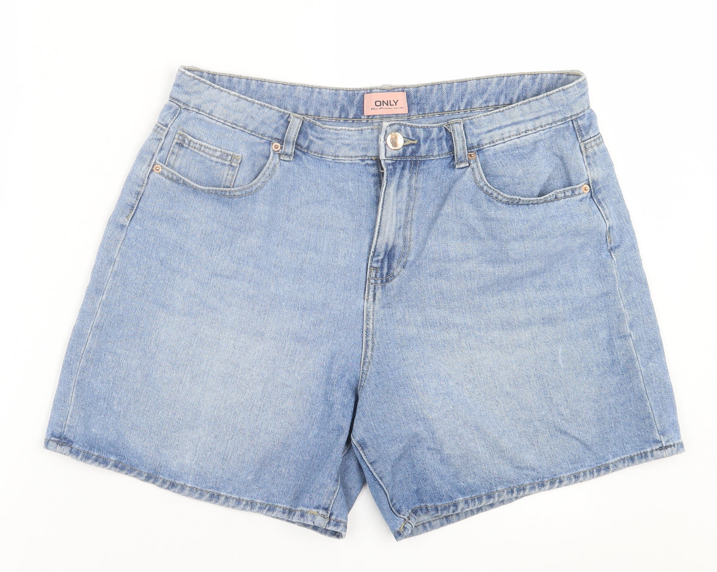Only Womens Blue  Cotton Boyfriend Shorts Size L L5 in Regular Button