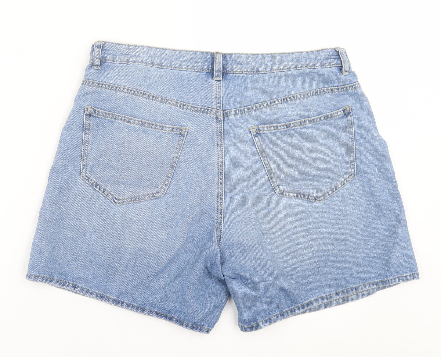 Only Womens Blue  Cotton Boyfriend Shorts Size L L5 in Regular Button