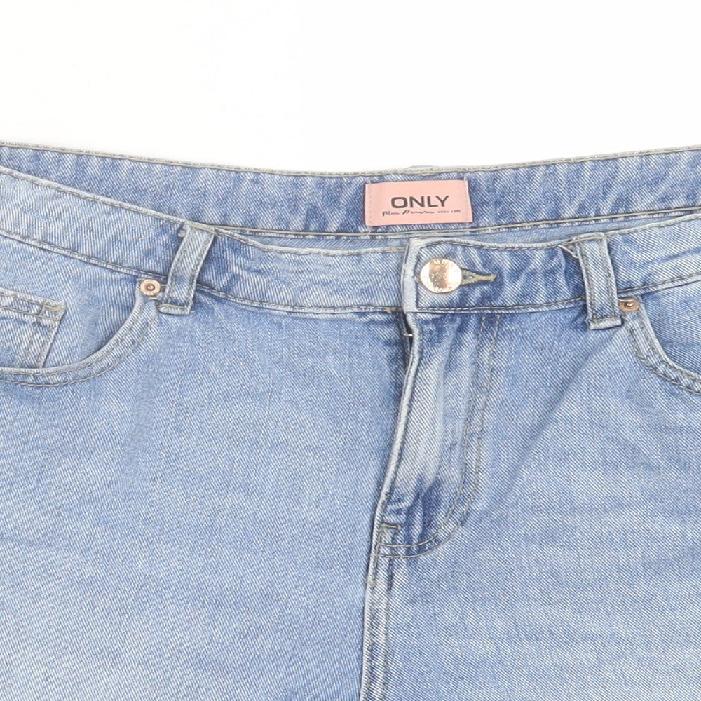 Only Womens Blue  Cotton Boyfriend Shorts Size L L5 in Regular Button