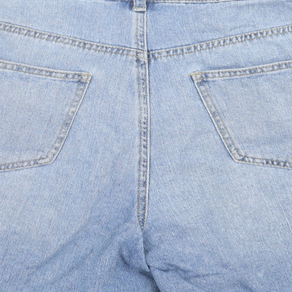 Only Womens Blue  Cotton Boyfriend Shorts Size L L5 in Regular Button