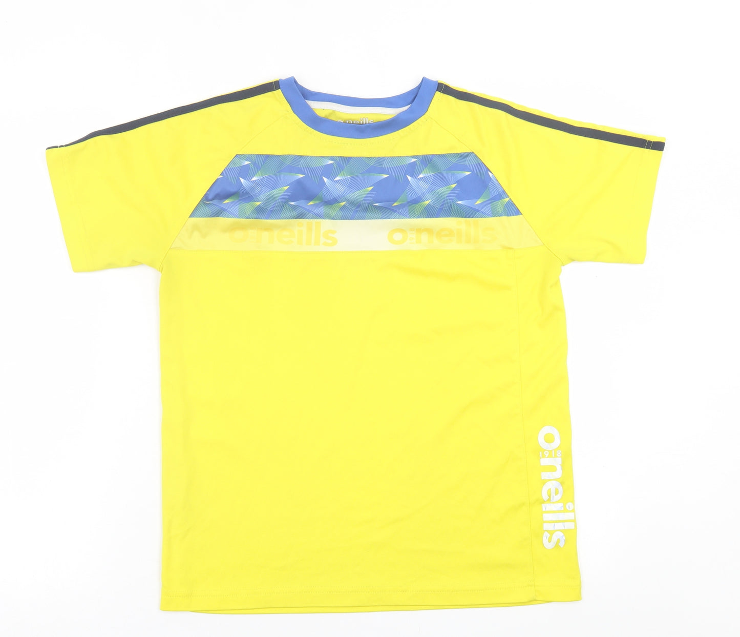 ONeills Boys Yellow  Polyester Basic T-Shirt Size 13 Years Crew Neck Pullover