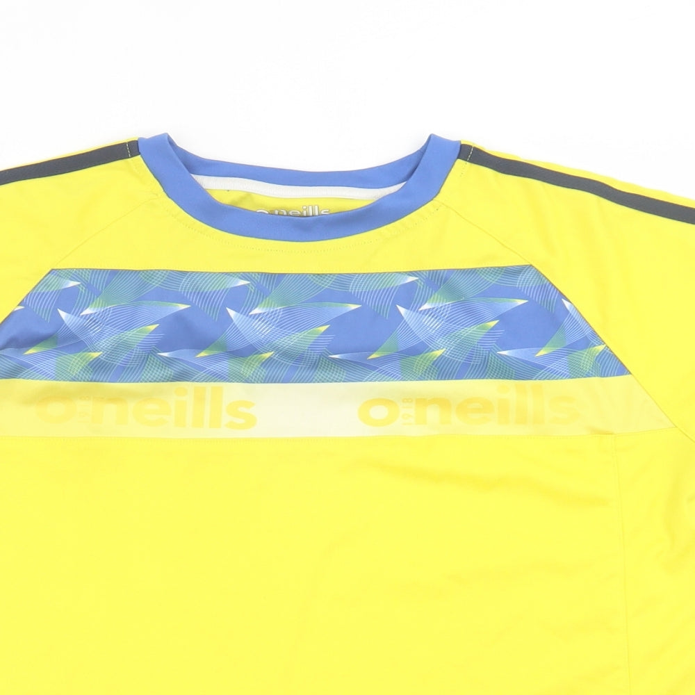 ONeills Boys Yellow  Polyester Basic T-Shirt Size 13 Years Crew Neck Pullover