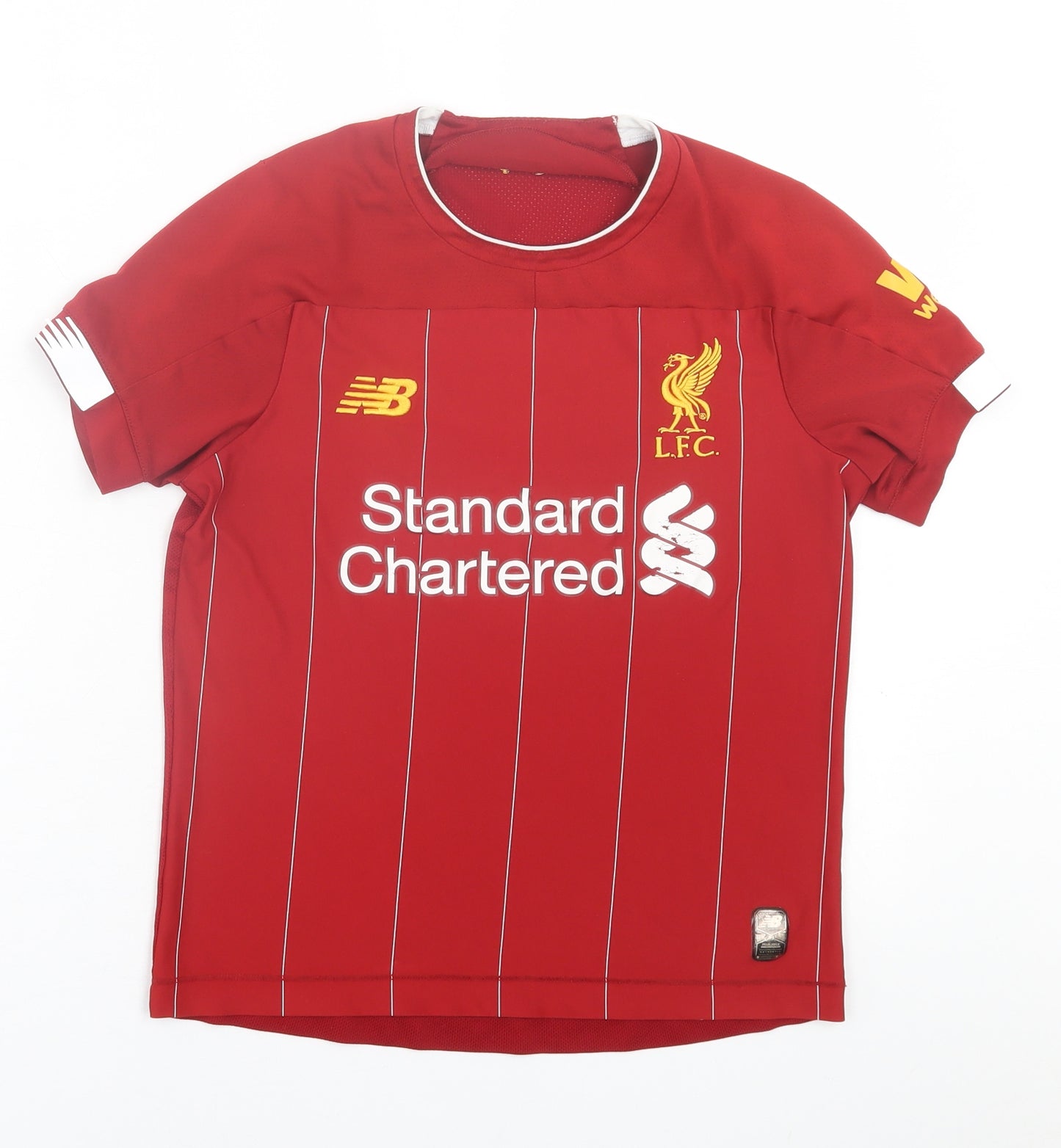 New Balance Boys Red  Polyester Basic T-Shirt Size 9 Years Crew Neck Pullover - Liverpool FC