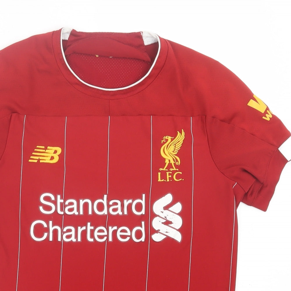 New Balance Boys Red  Polyester Basic T-Shirt Size 9 Years Crew Neck Pullover - Liverpool FC