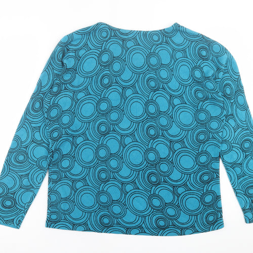 BM Womens Blue Crew Neck Geometric Acrylic Pullover Jumper Size M
