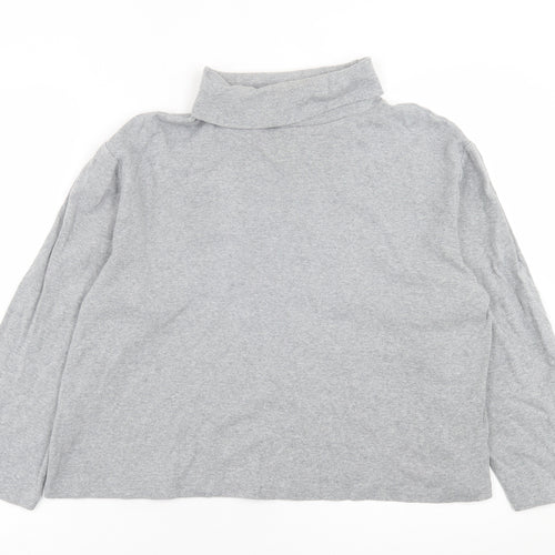 emrec Womens Grey Roll Neck  Cotton Pullover Jumper Size 20