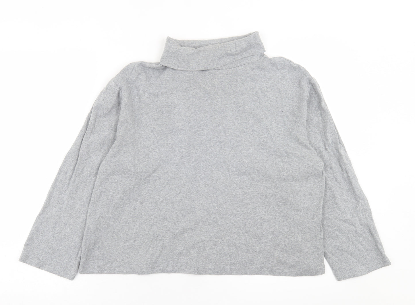emrec Womens Grey Roll Neck  Cotton Pullover Jumper Size 20