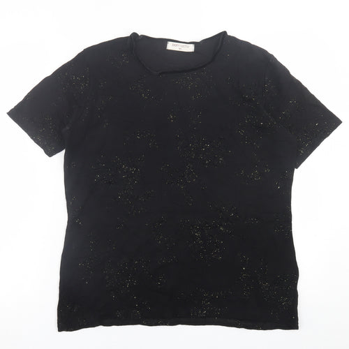 bonmarch Womens Black  Viscose Basic T-Shirt Size M Crew Neck