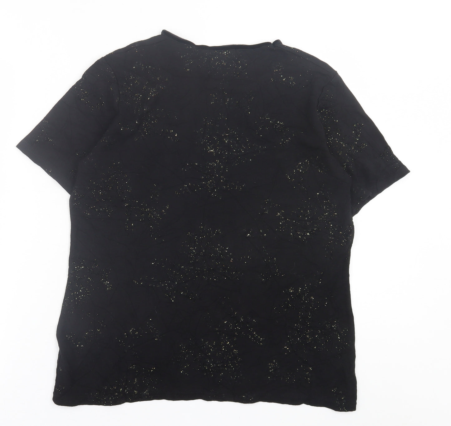 bonmarch Womens Black  Viscose Basic T-Shirt Size M Crew Neck