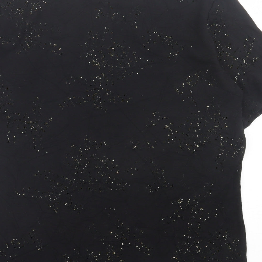 bonmarch Womens Black  Viscose Basic T-Shirt Size M Crew Neck