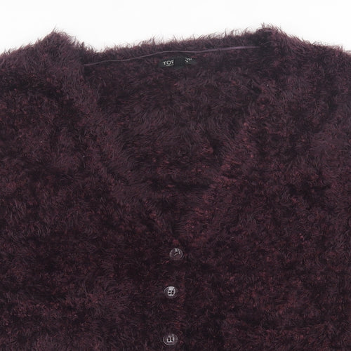 Topshop Womens Purple V-Neck  Nylon Cardigan Jumper Size 14