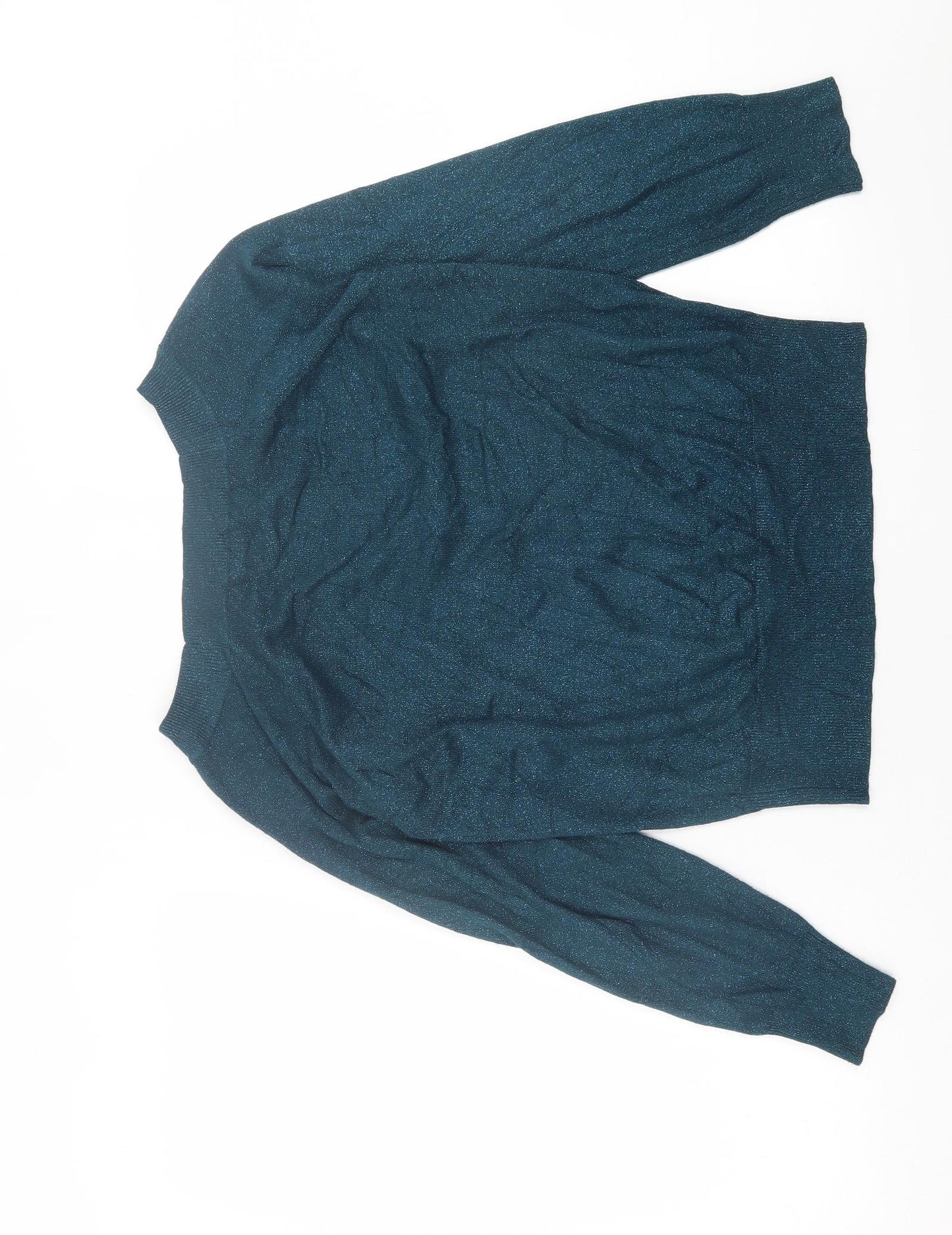 F&F Womens Blue  Viscose Basic T-Shirt Size 14 V-Neck