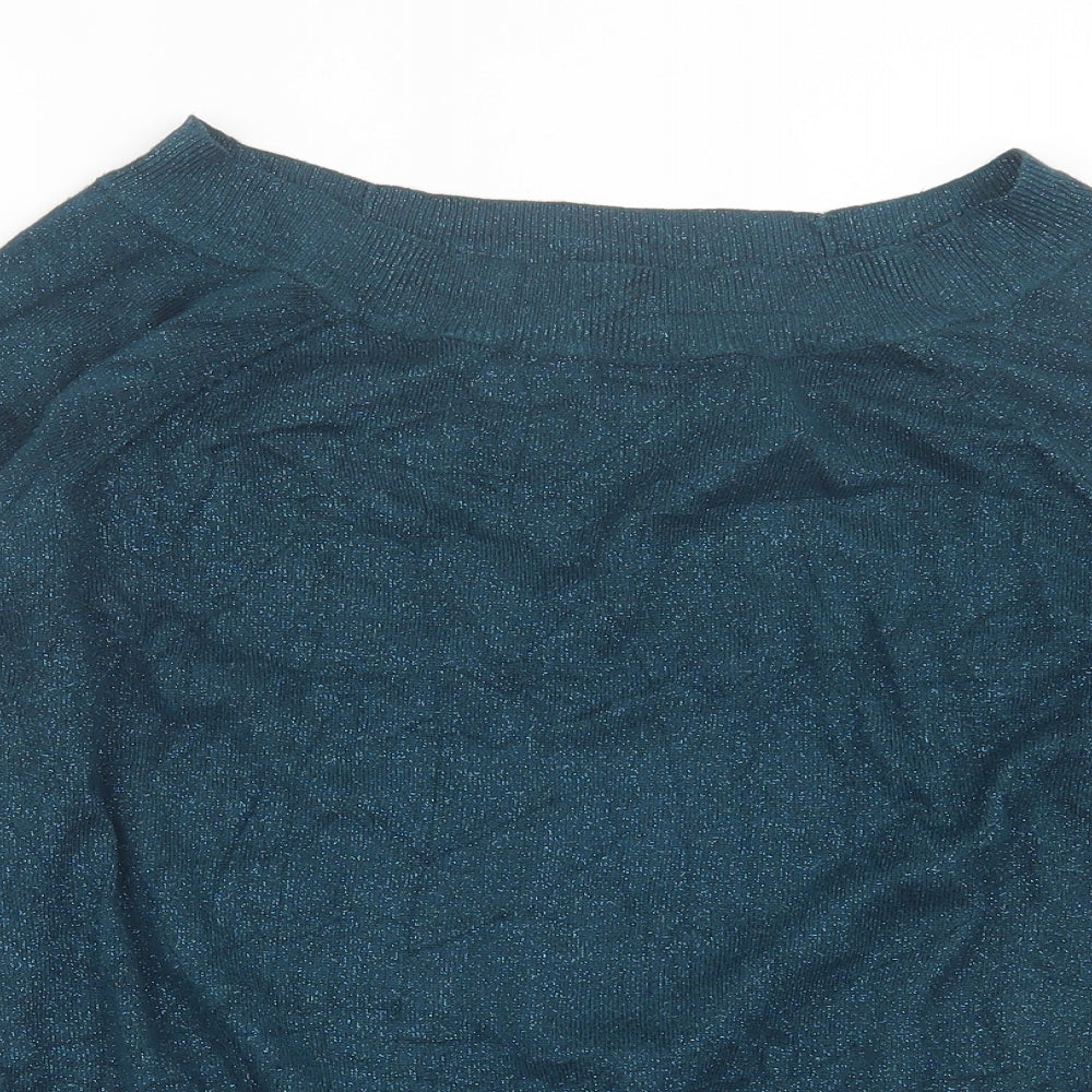 F&F Womens Blue  Viscose Basic T-Shirt Size 14 V-Neck