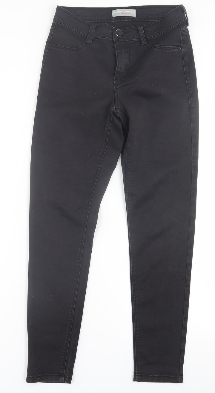 Dorothy Perkins Womens Black Cotton Skinny Jeans Size 8 L26 in Regular Button
