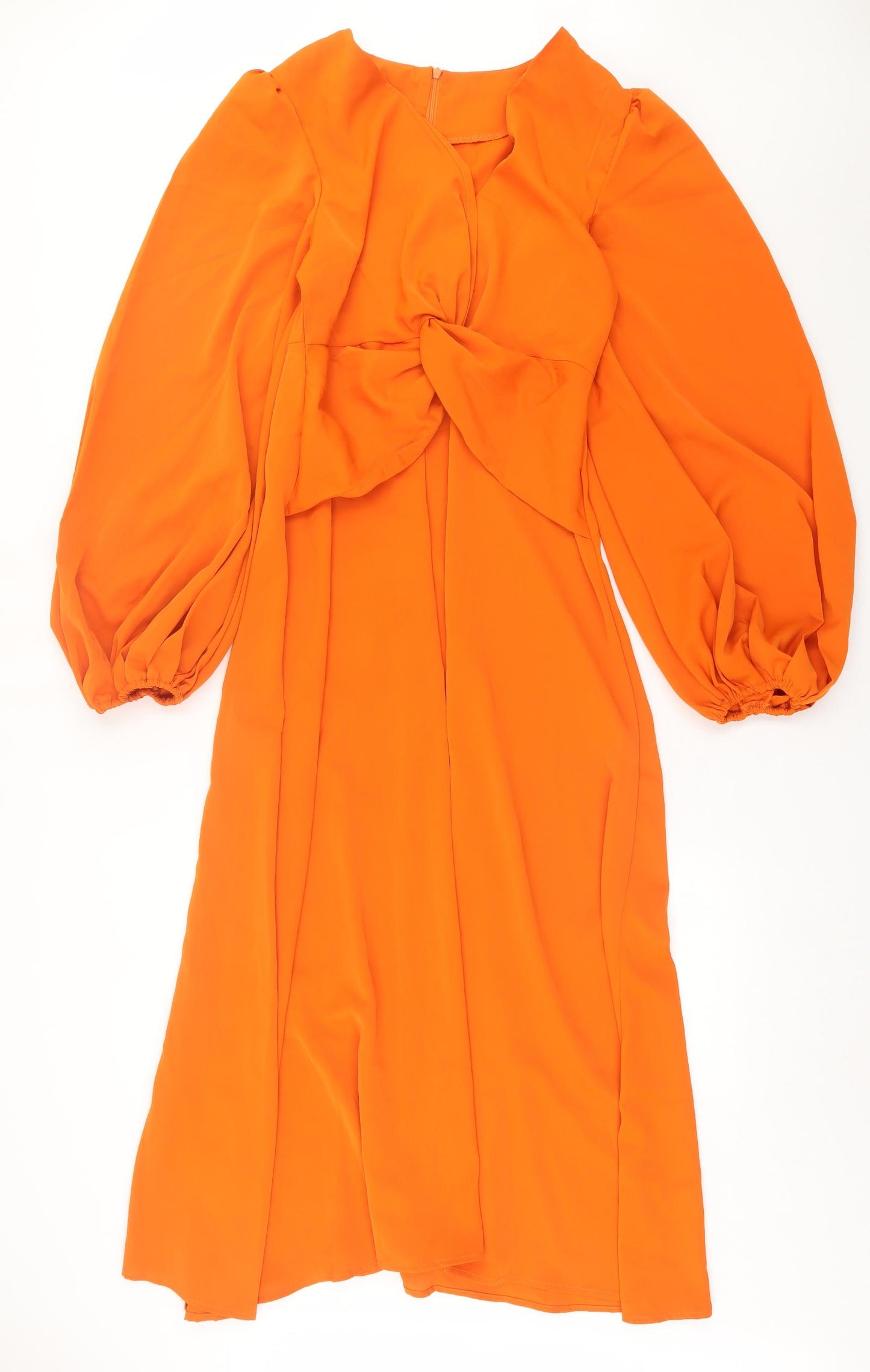 SheIn Womens Orange  Polyester A-Line  Size L  V-Neck Zip