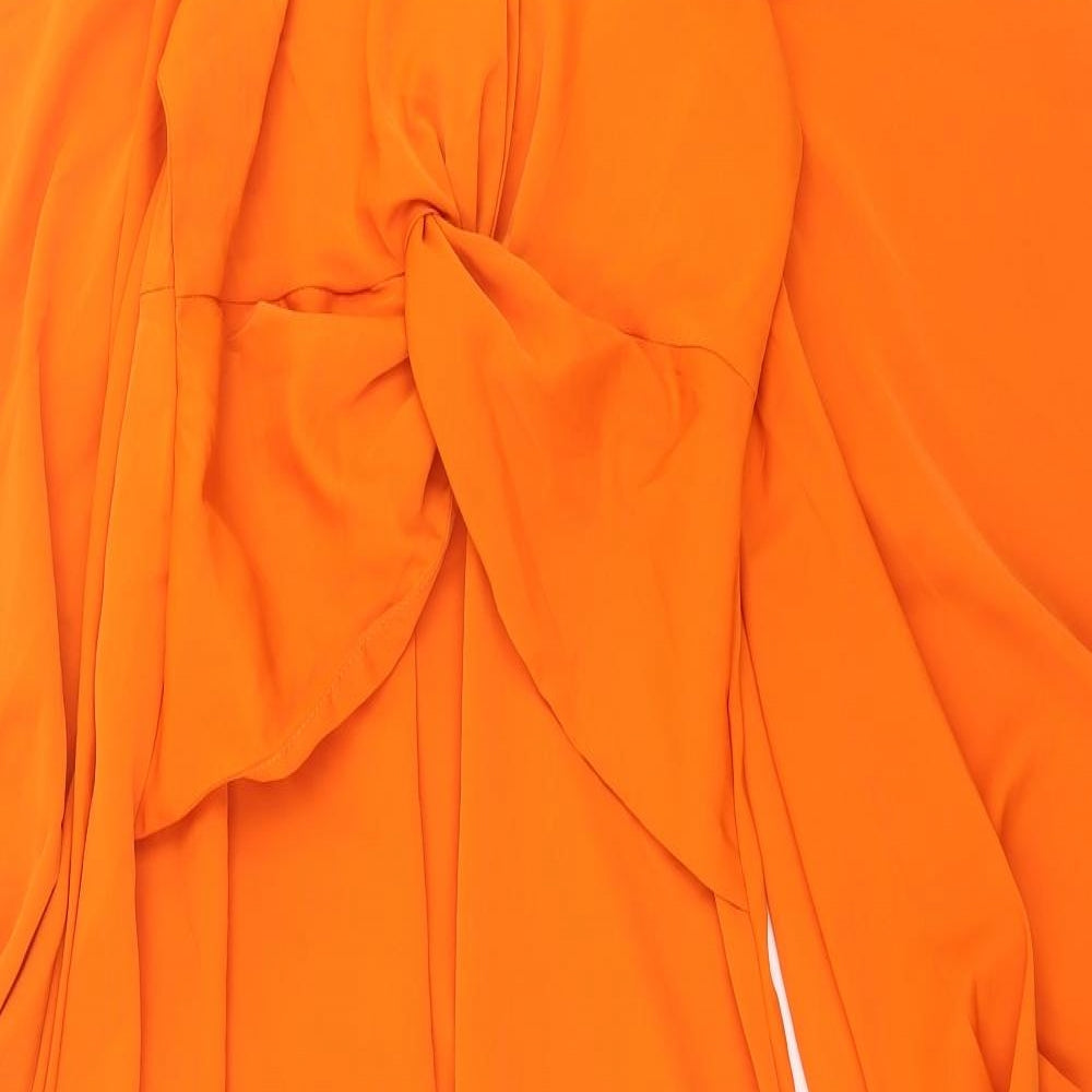 SheIn Womens Orange  Polyester A-Line  Size L  V-Neck Zip