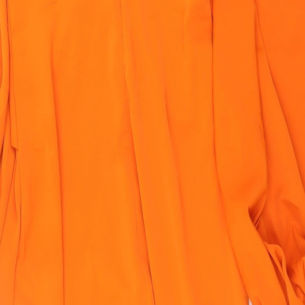 SheIn Womens Orange  Polyester A-Line  Size L  V-Neck Zip