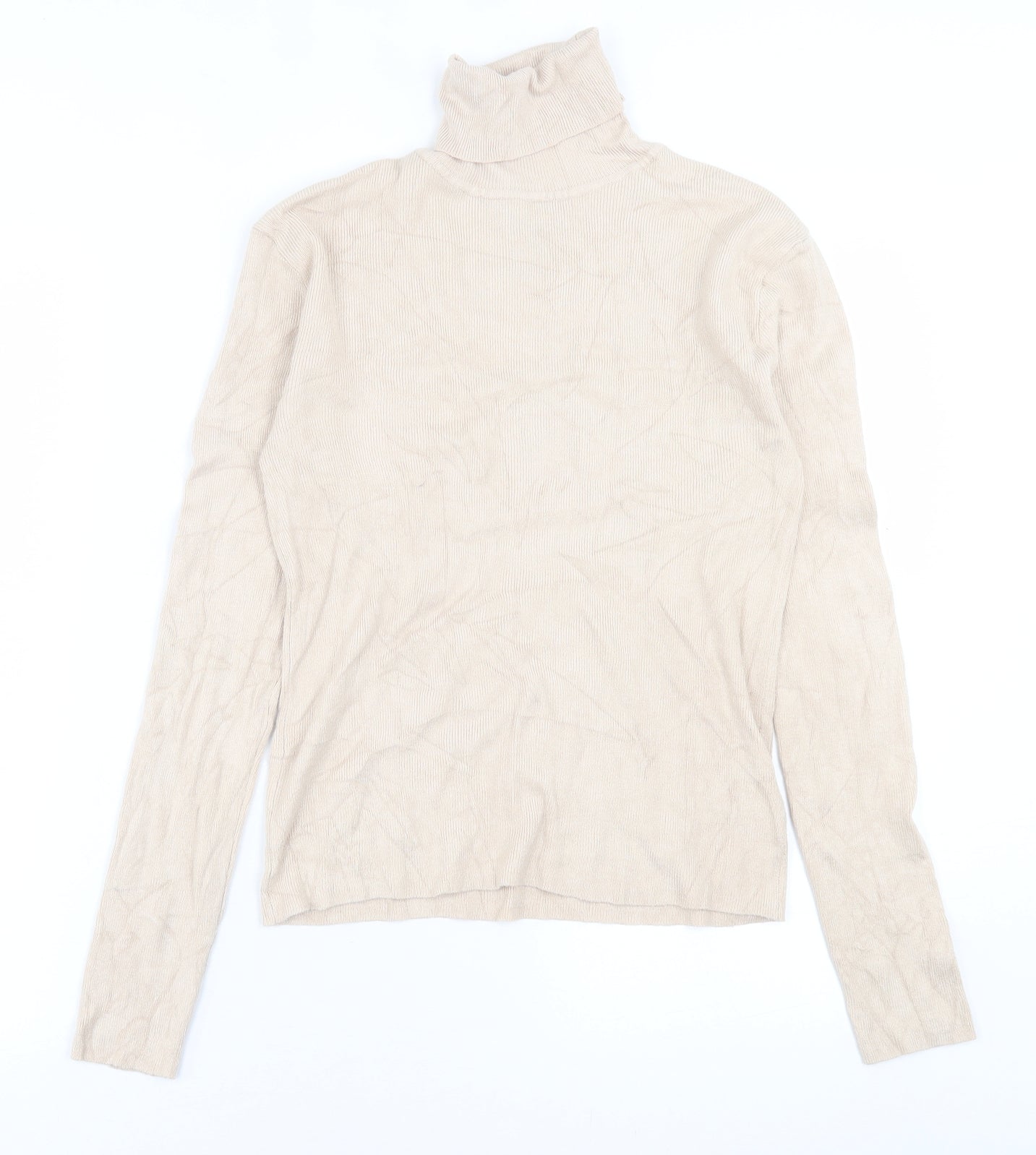 Primark Womens Beige Roll Neck  Viscose Pullover Jumper Size M