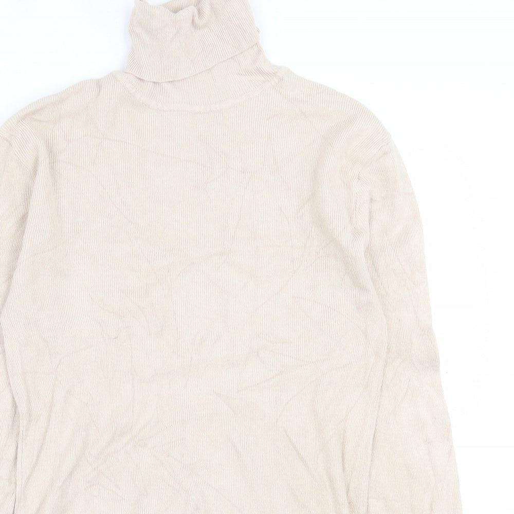 Primark Womens Beige Roll Neck  Viscose Pullover Jumper Size M