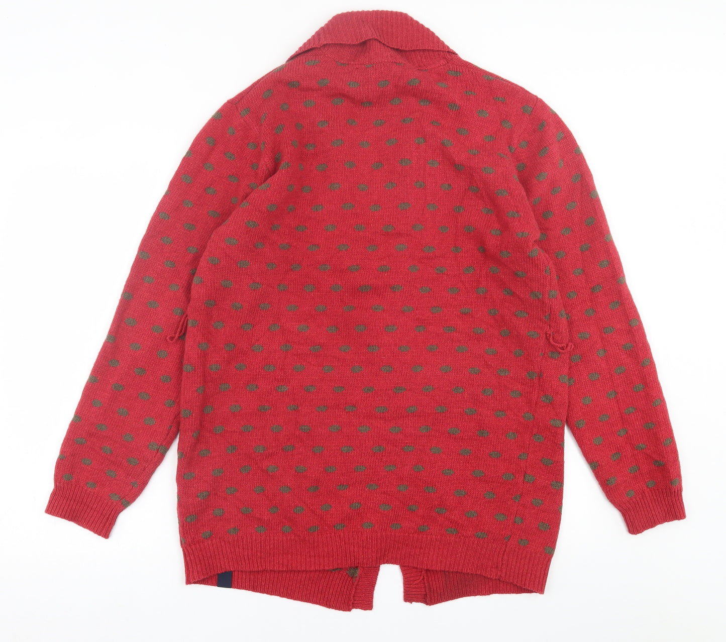 Jack turkey  Womens Red V-Neck Geometric Wool Cardigan Jumper Size 12