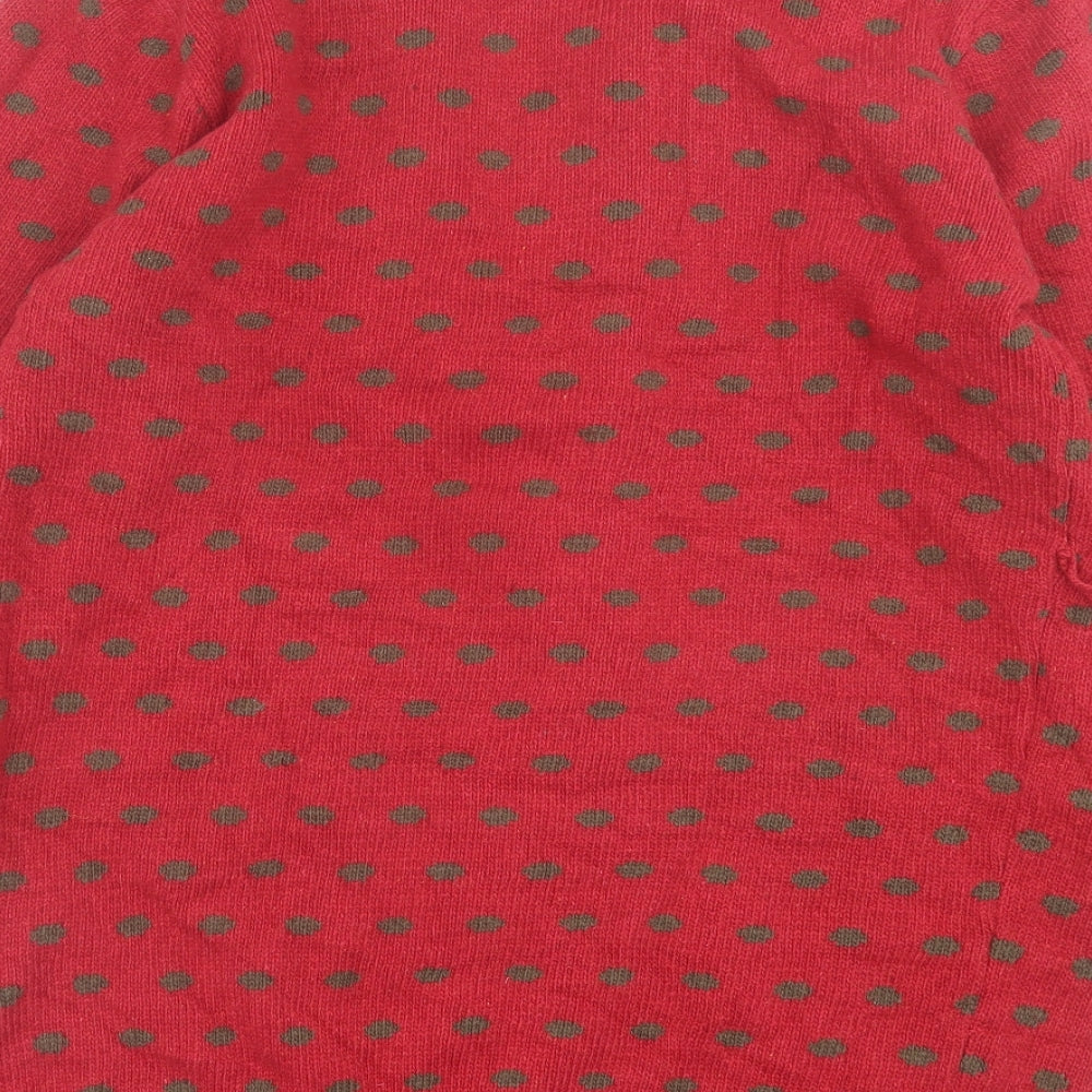 Jack turkey  Womens Red V-Neck Geometric Wool Cardigan Jumper Size 12