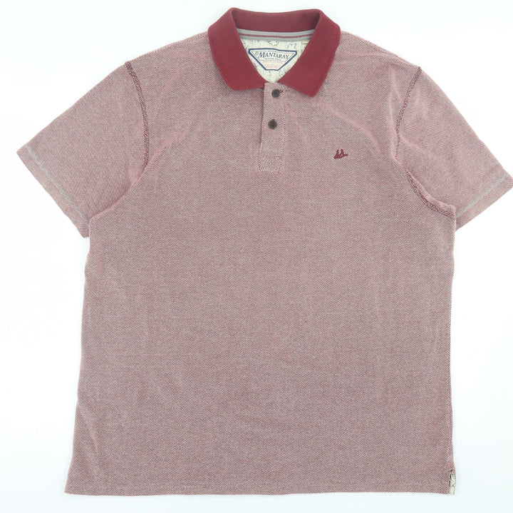 Debenhams Mens Red Cotton Polo Size L Collared Button