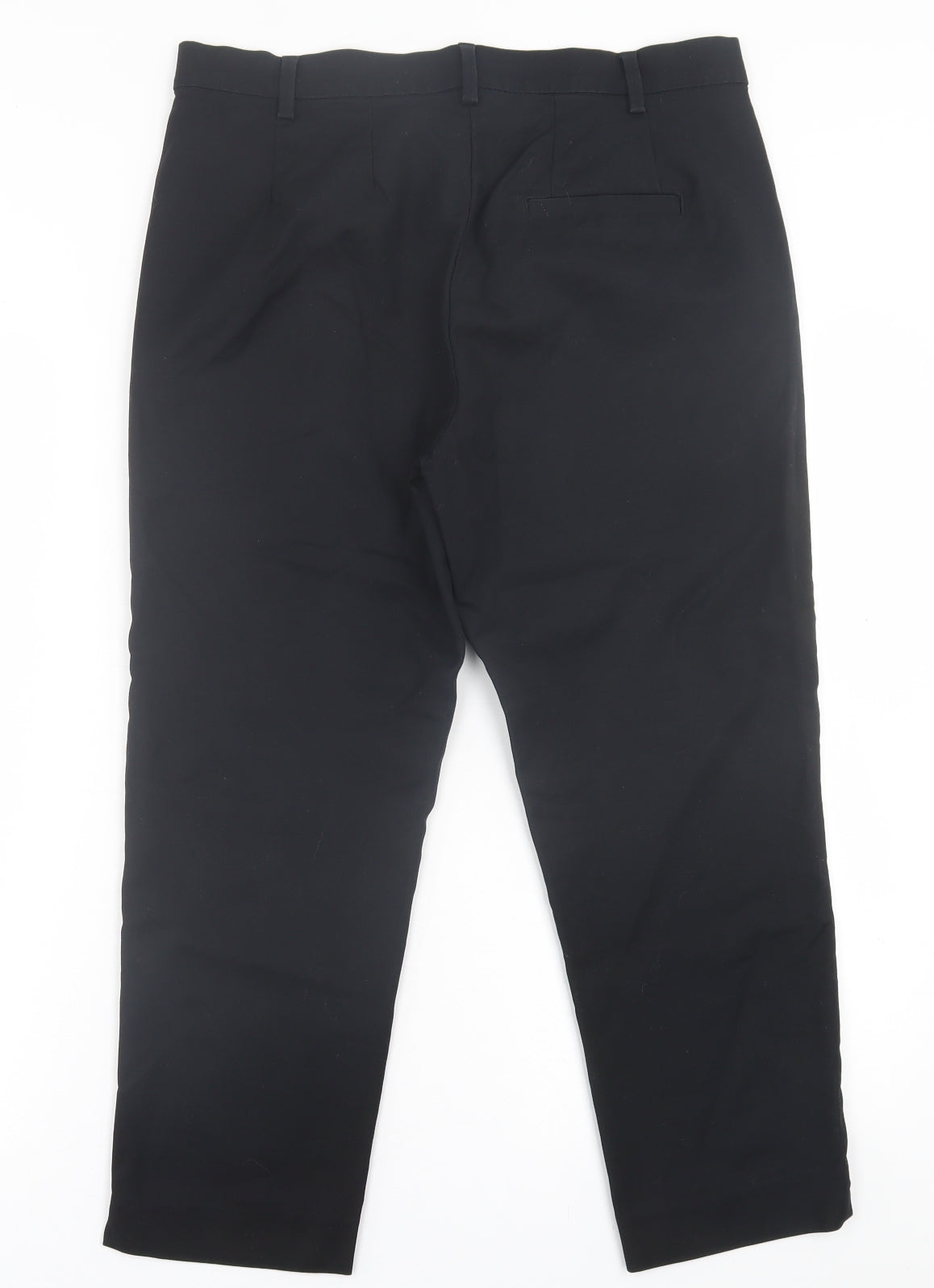 Marks and Spencer Womens Black  Cotton Trousers  Size 12 L24 in Regular Hook & Eye
