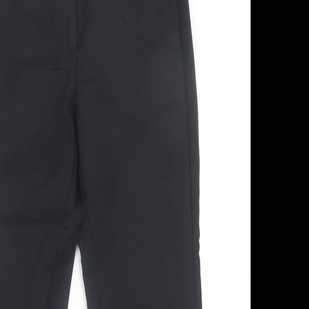 Marks and Spencer Womens Black  Cotton Trousers  Size 12 L24 in Regular Hook & Eye