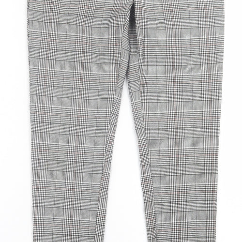 New Look Womens Grey Plaid Polyester Trousers  Size 12 L30 in Regular Hook & Eye