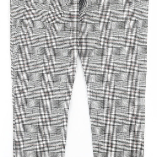 New Look Womens Grey Plaid Polyester Trousers  Size 12 L30 in Regular Hook & Eye