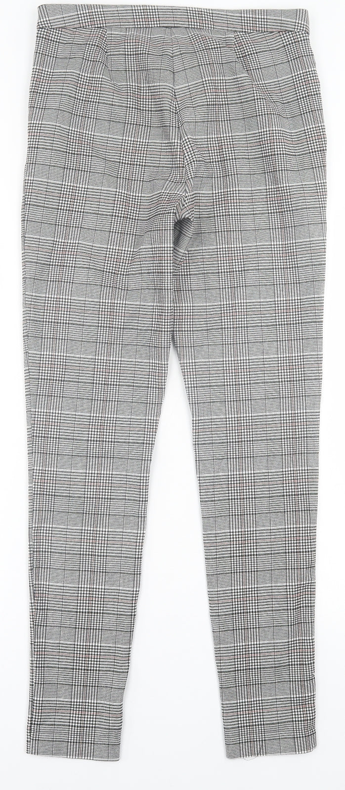 New Look Womens Grey Plaid Polyester Trousers  Size 12 L30 in Regular Hook & Eye