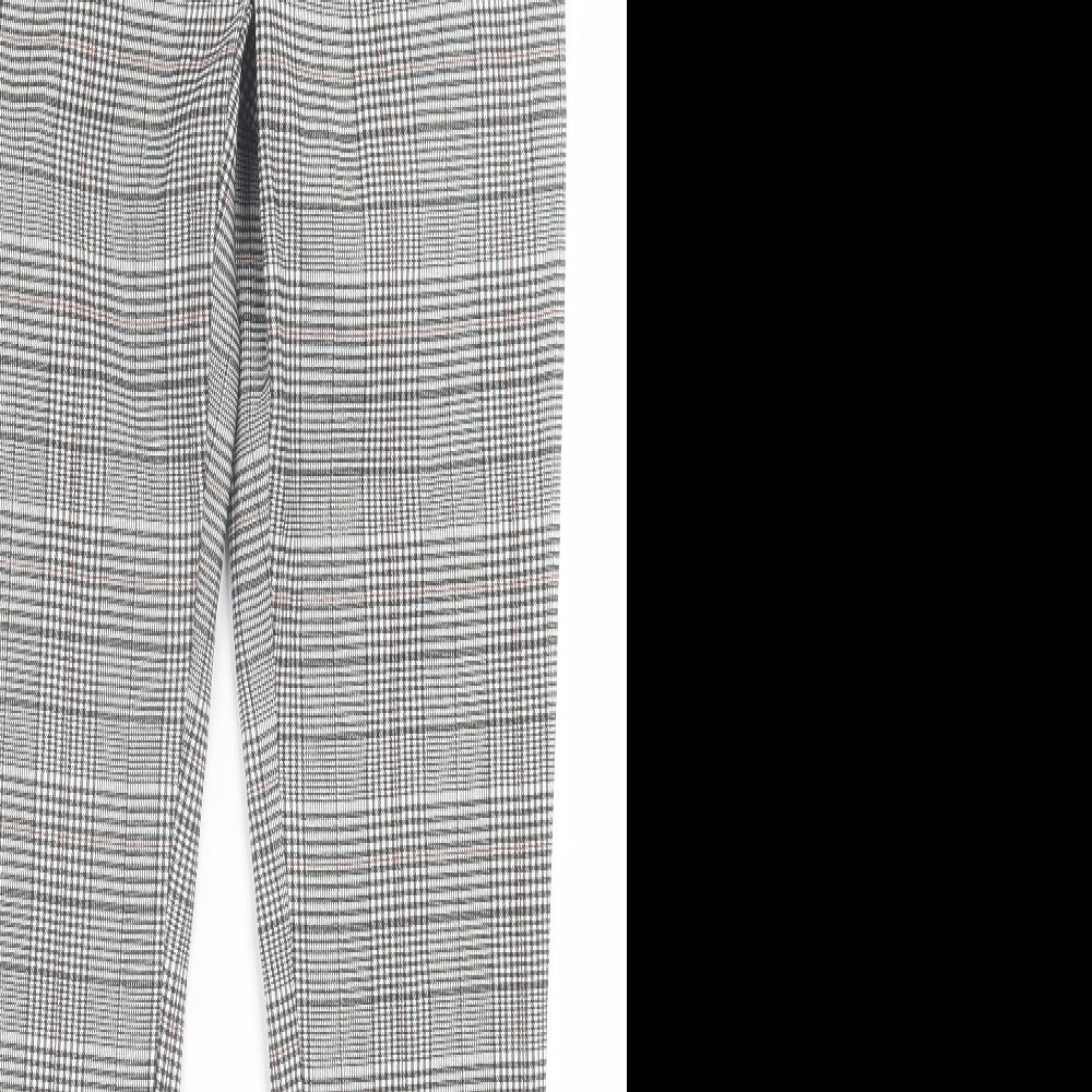 New Look Womens Grey Plaid Polyester Trousers  Size 12 L30 in Regular Hook & Eye