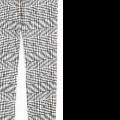 New Look Womens Grey Plaid Polyester Trousers  Size 12 L30 in Regular Hook & Eye