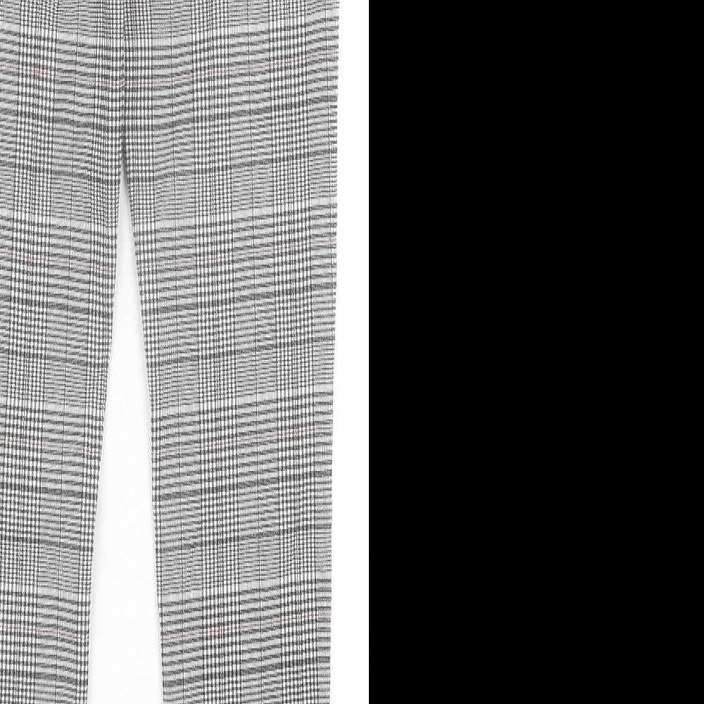 New Look Womens Grey Plaid Polyester Trousers  Size 12 L30 in Regular Hook & Eye