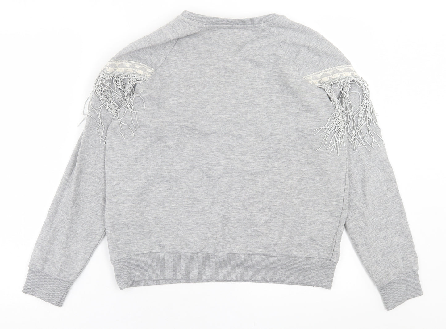 River Island Womens Grey Crew Neck  Cotton Pullover Jumper Size 8