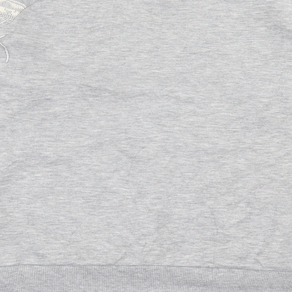 River Island Womens Grey Crew Neck  Cotton Pullover Jumper Size 8
