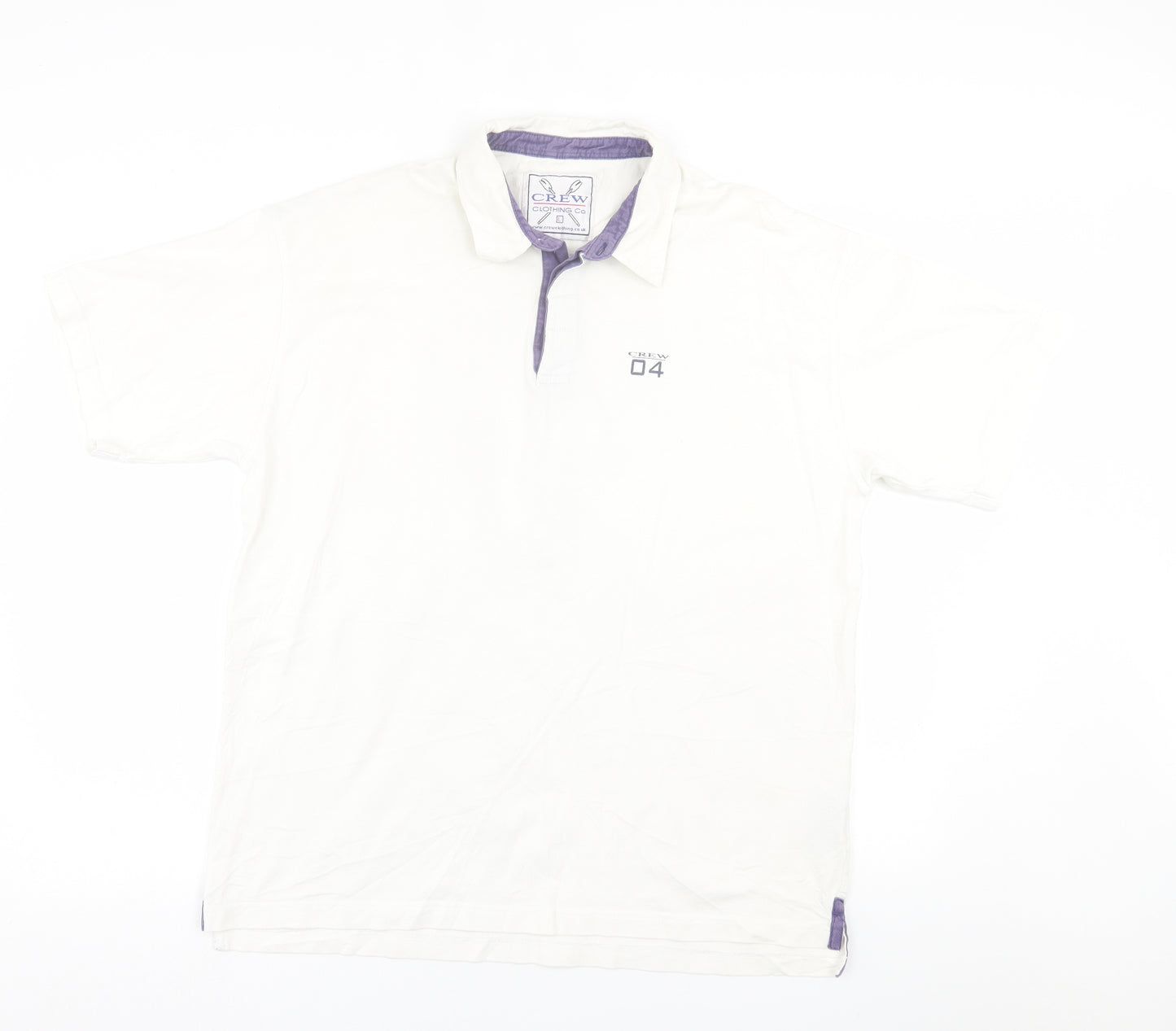 Crew Clothing Mens White  Cotton  Polo Size L Collared Button