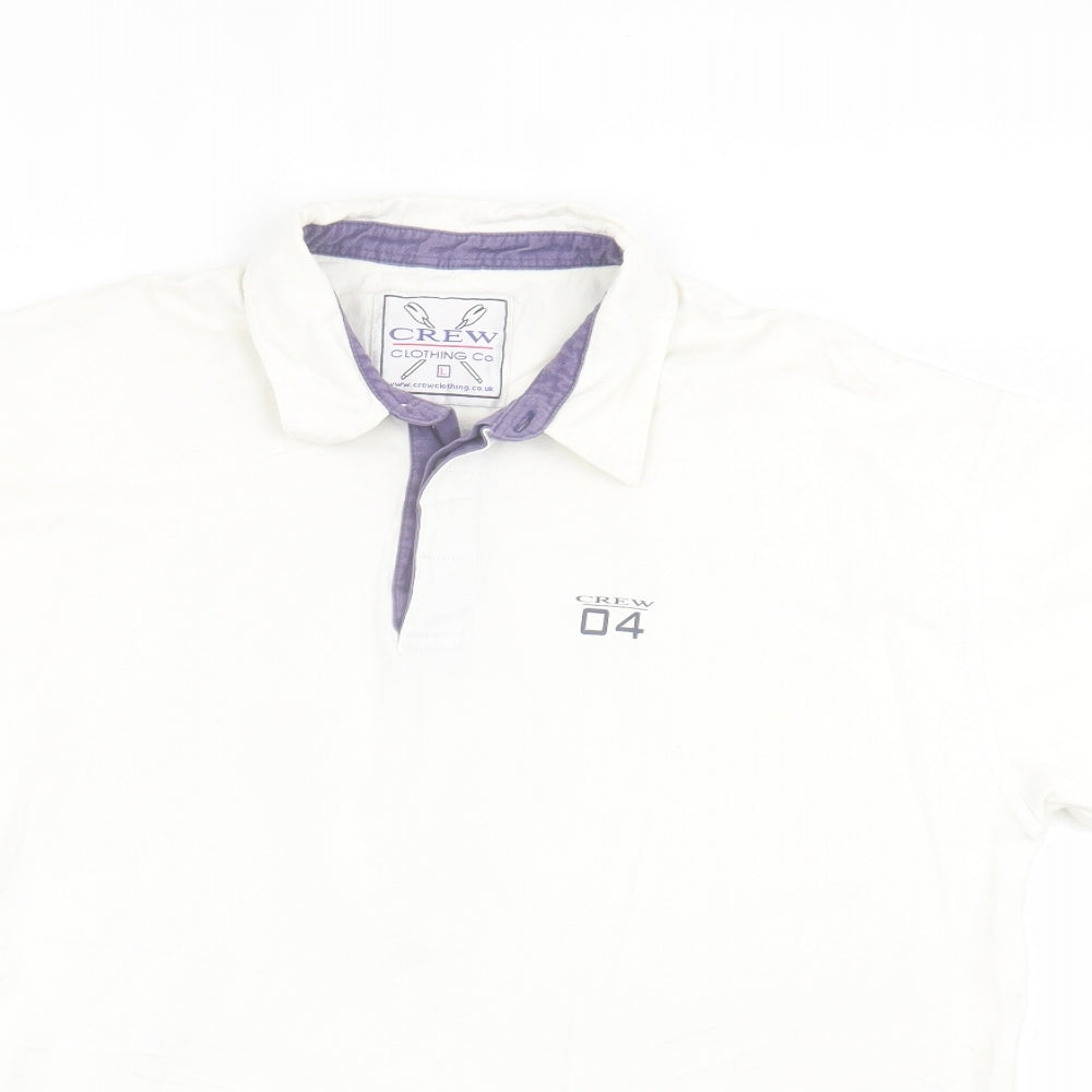Crew Clothing Mens White  Cotton  Polo Size L Collared Button