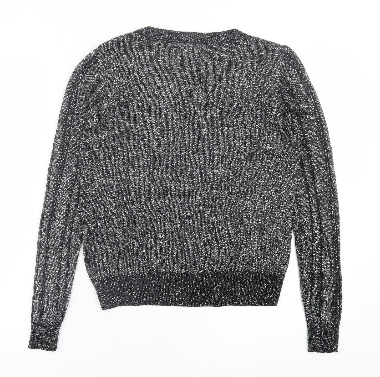 Topshop Womens Black  Polyester Basic T-Shirt Size 6 Crew Neck