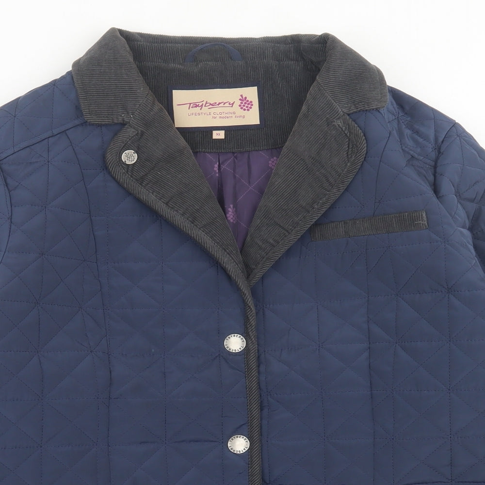 tayberry Womens Blue   Quilted Jacket Size XL  Button