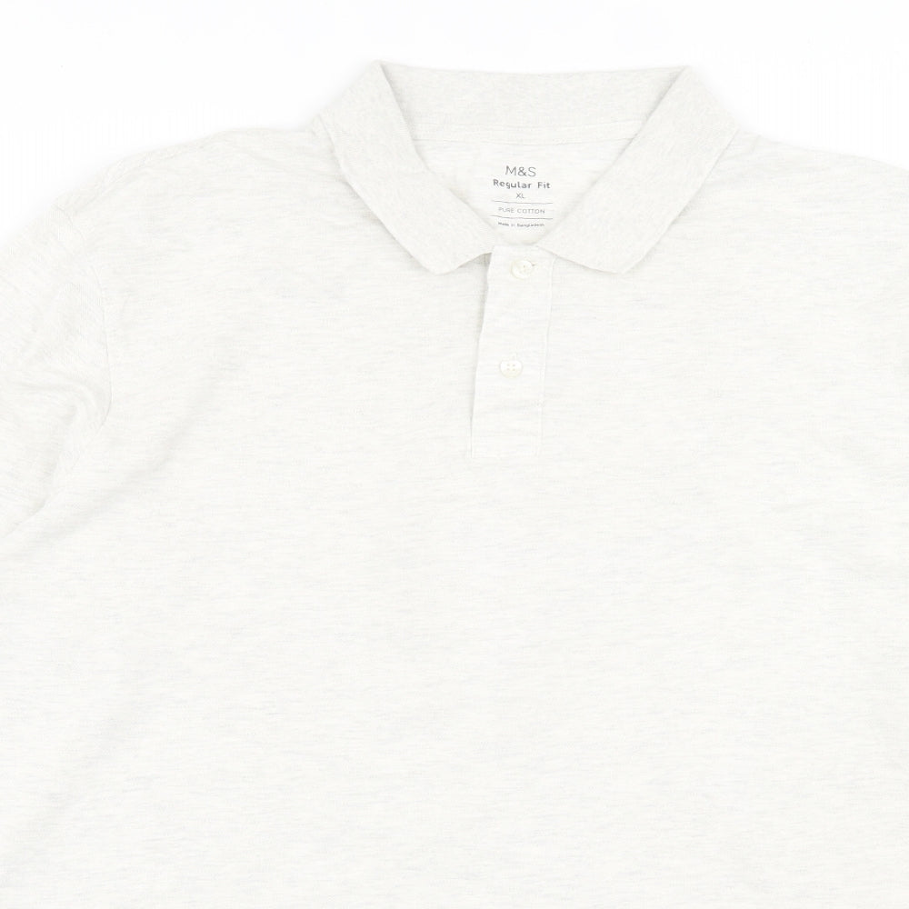 Marks and Spencer Mens Grey  Cotton  Polo Size XL Collared Button