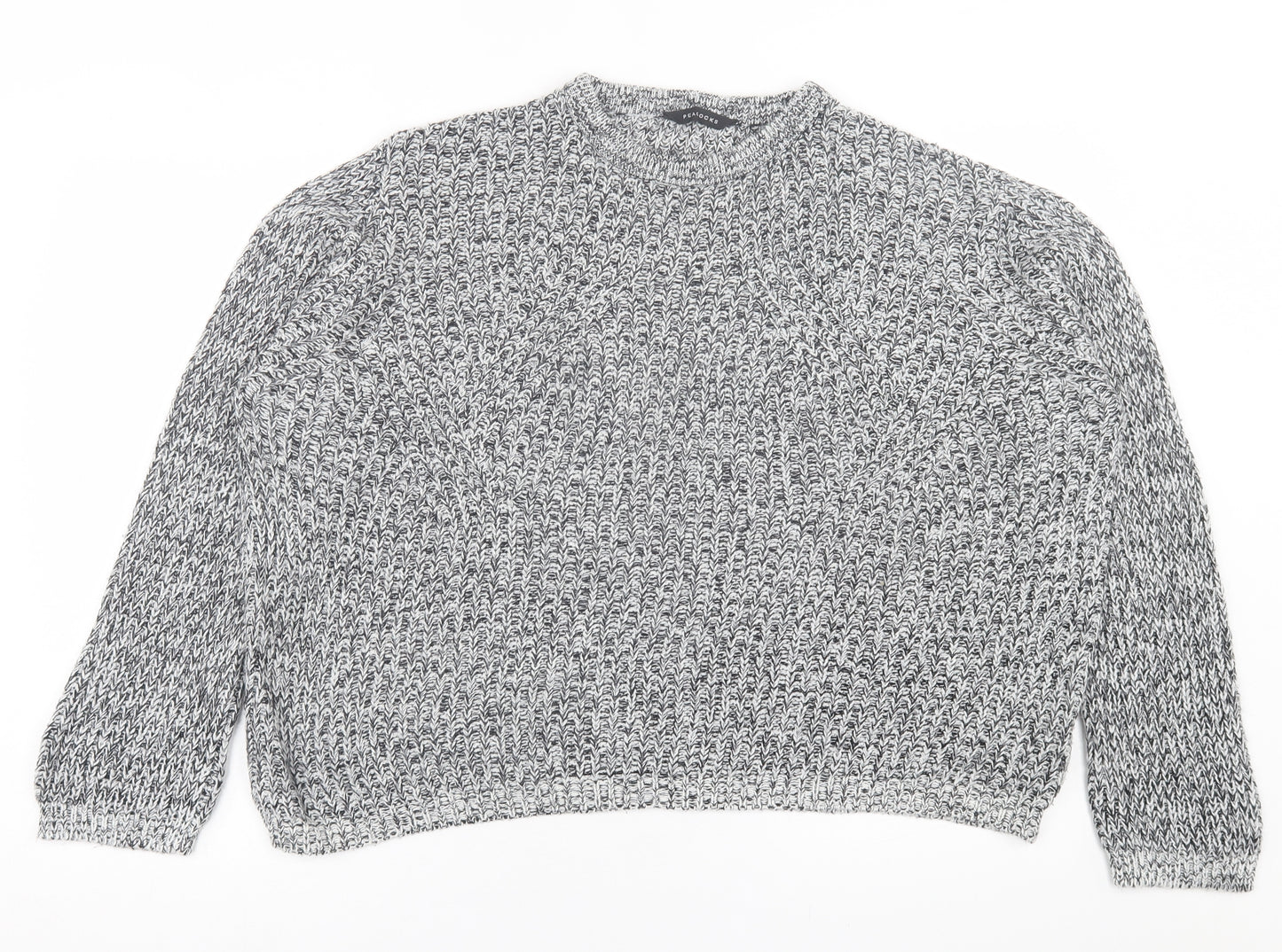 Peacocks Womens Grey Crew Neck  Acrylic Pullover Jumper Size L