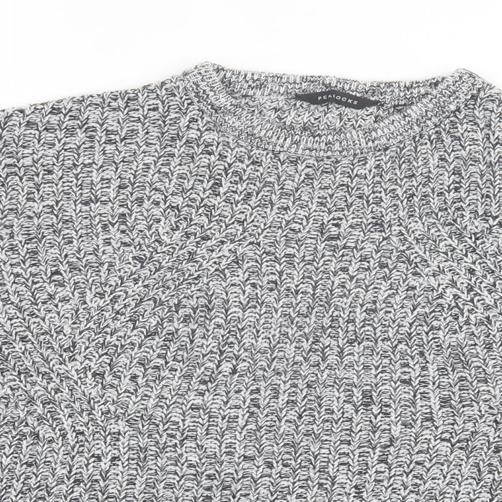 Peacocks Womens Grey Crew Neck  Acrylic Pullover Jumper Size L